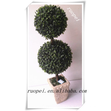 China hochwertiger dekorativer doppelter Grasballbaum aus Kunststoff zu verkaufen